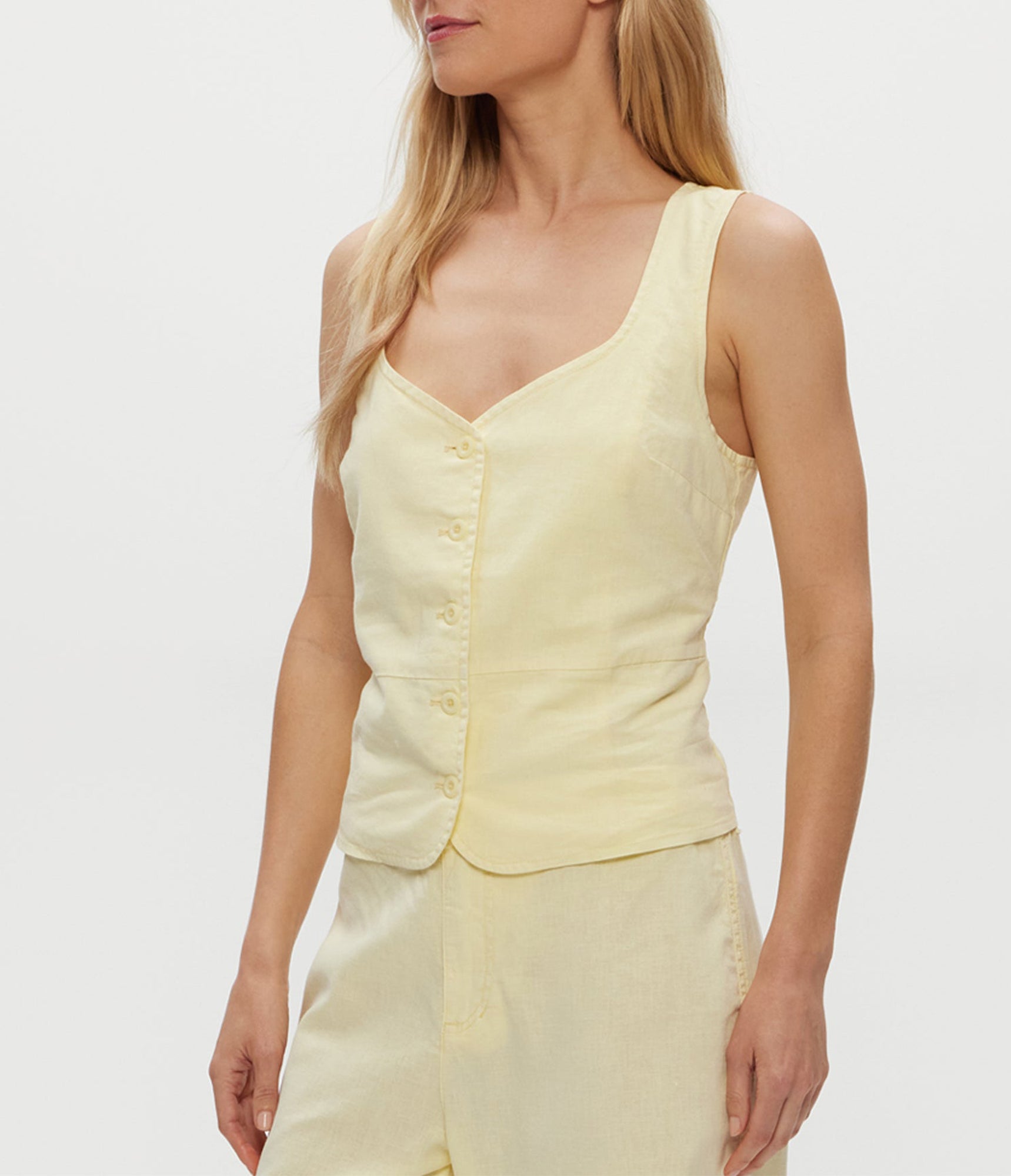 Honey Linen Button Up Vest | Butter