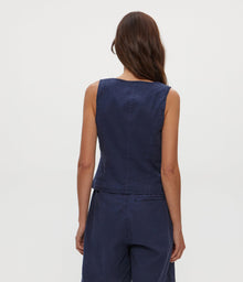 Honey Linen Button Up Vest | Nocturnal