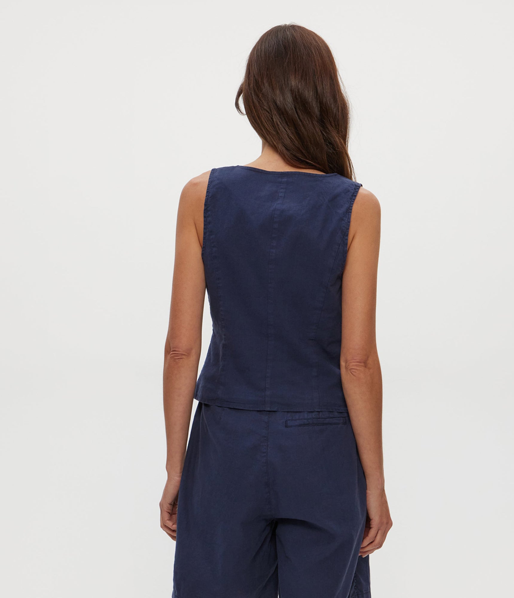 Honey Linen Button Up Vest | Nocturnal