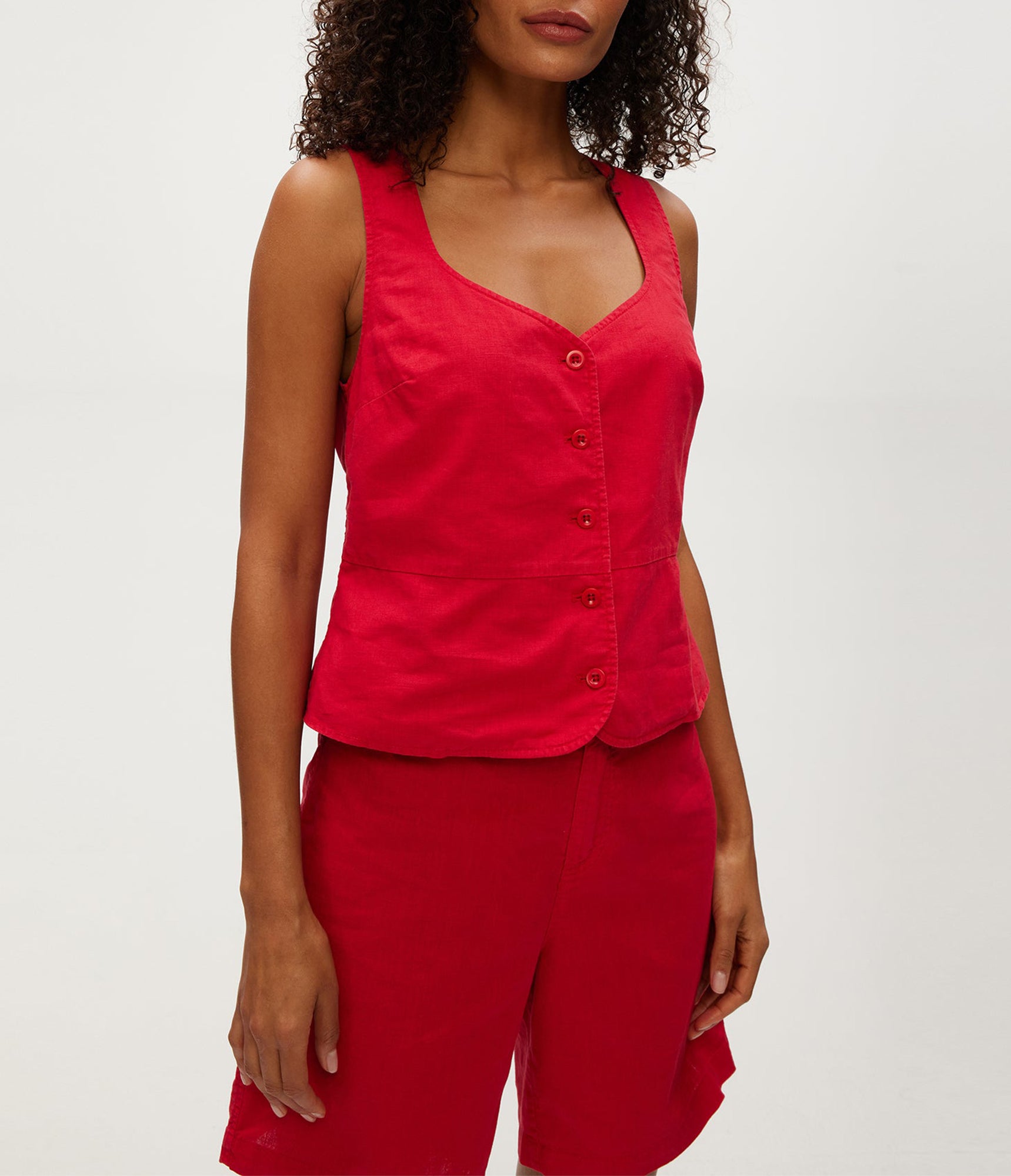 Honey Linen Button Up Vest | Rumba