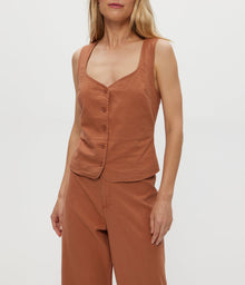 Honey Linen Button Up Vest | Terra