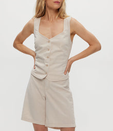 Honey Linen Button Up Vest | Windchime