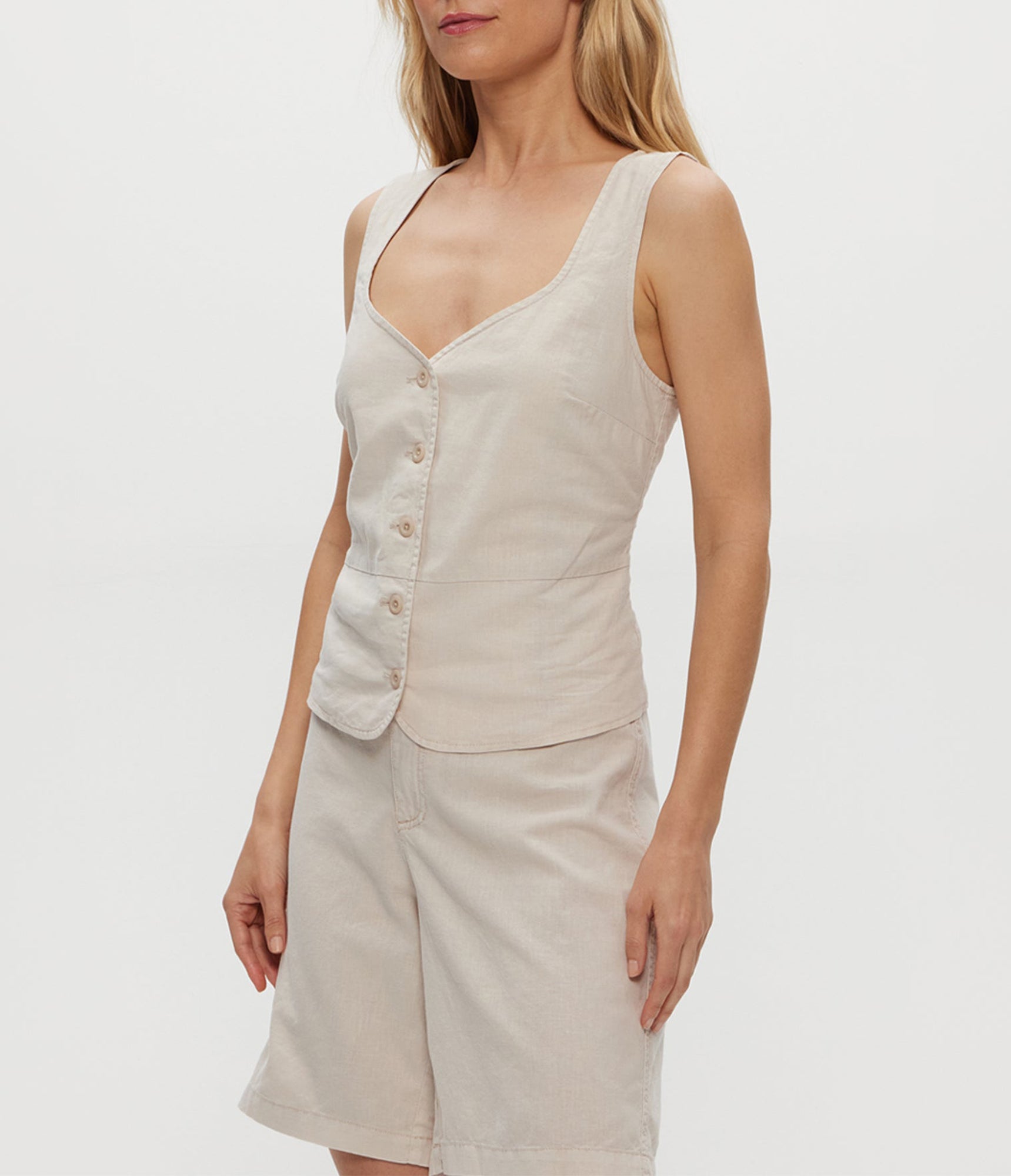 Honey Linen Button Up Vest | Windchime