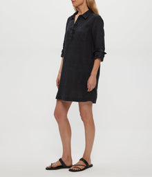 Eleanor Linen Shirt Dress | Black