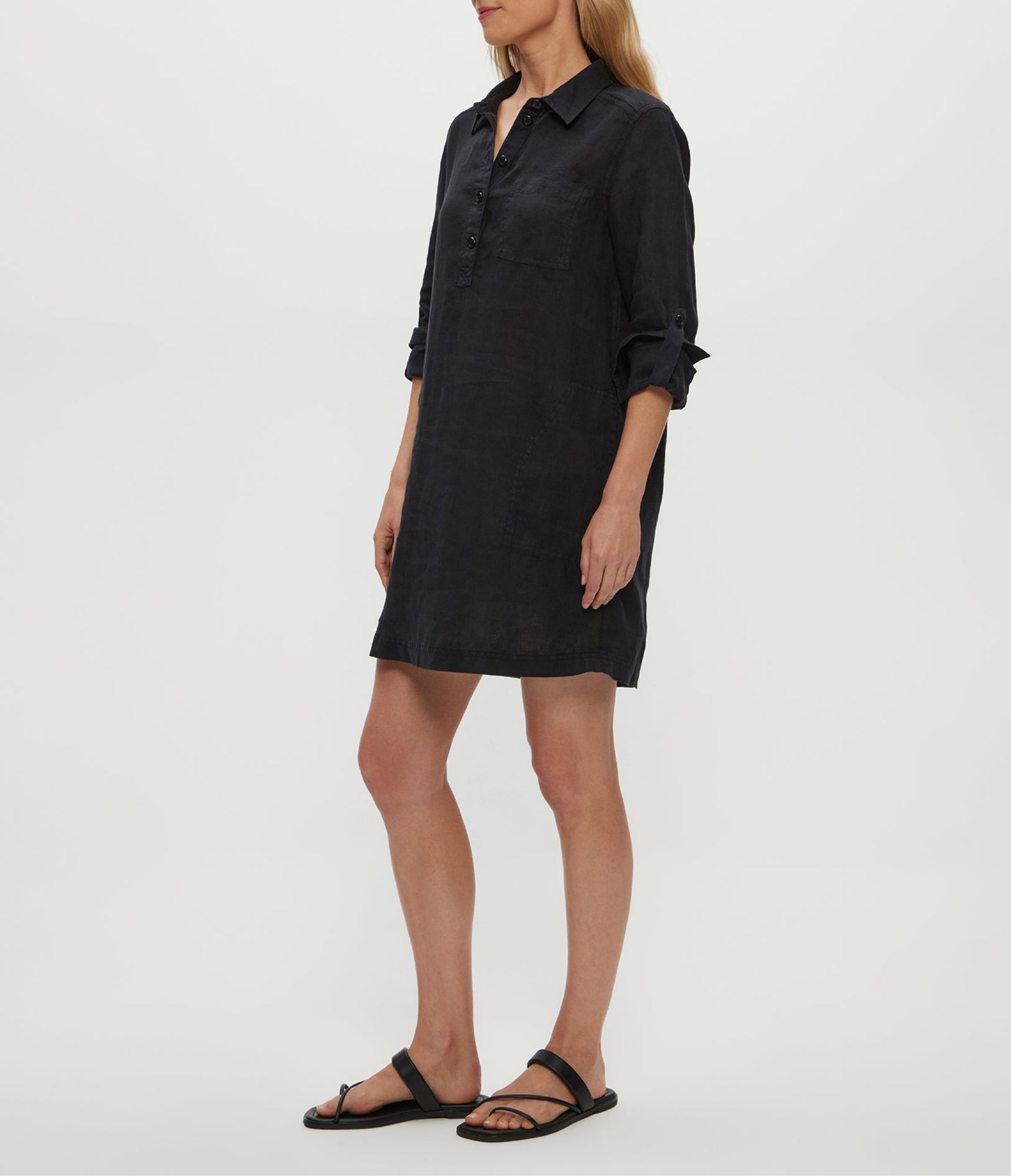 Eleanor Linen Shirt Dress | Black