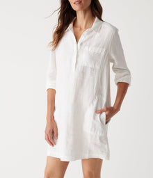 Eleanor Linen Shirt Dress | White