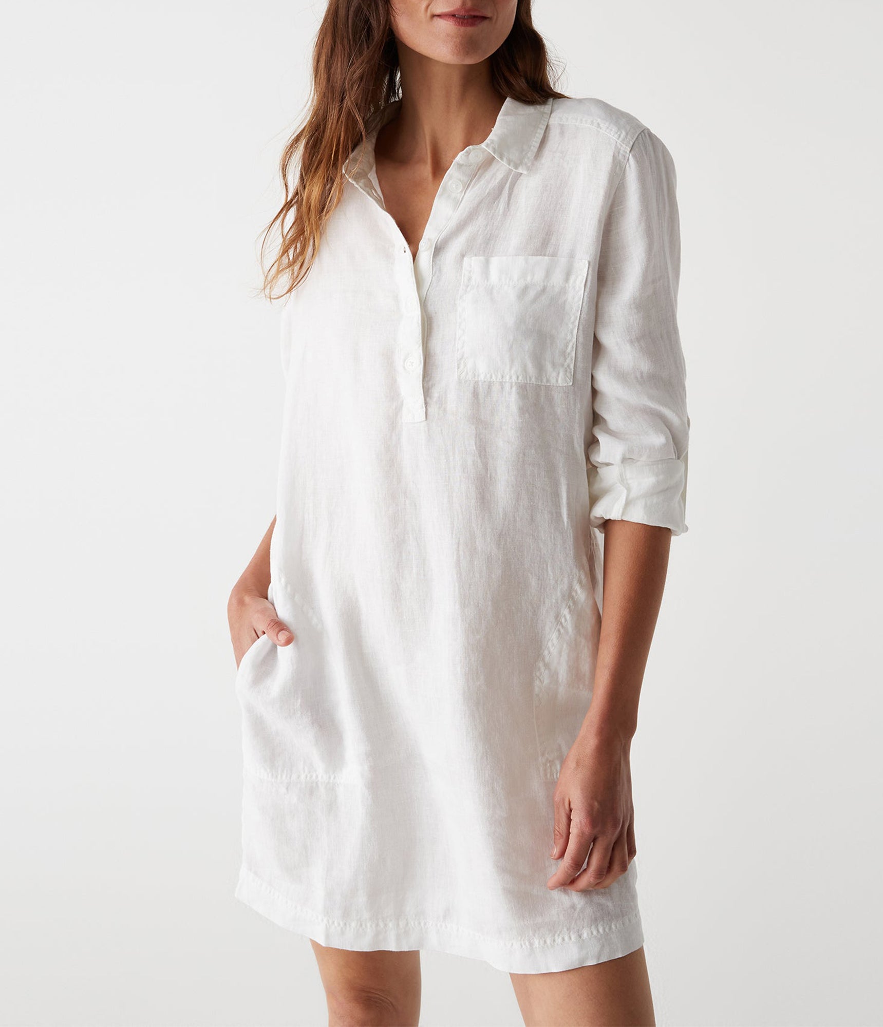 Eleanor Linen Shirt Dress | White
