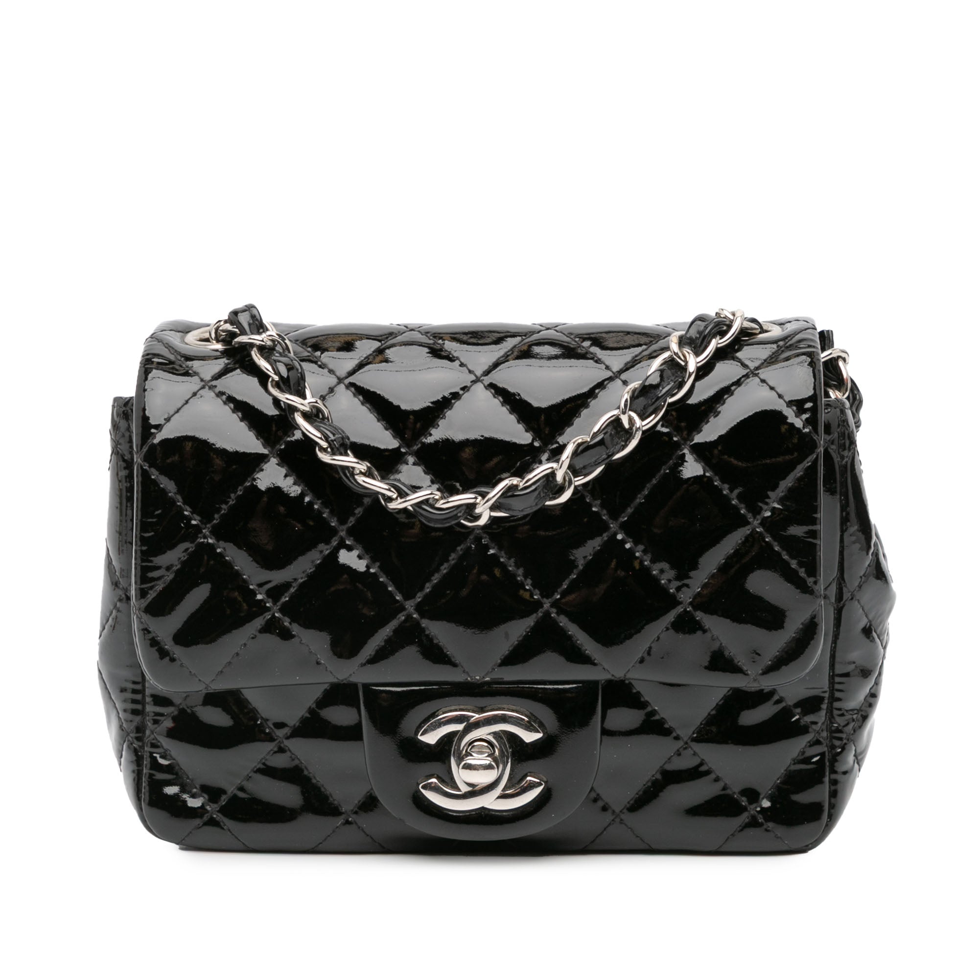 Chanel | Pre-Owned Mini Square Classic Patent Single Flap - IV | Black