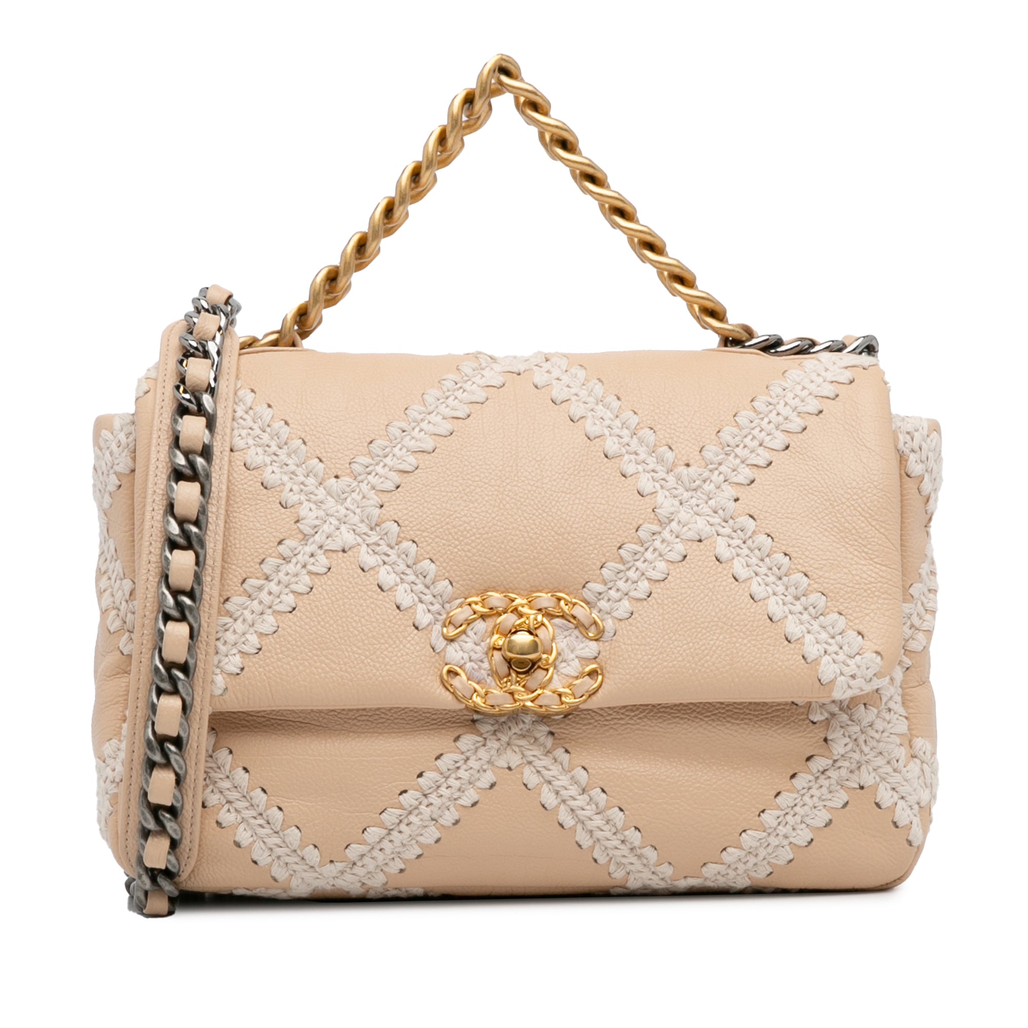 Chanel | Pre-Owned Medium Crochet Calfskin 19 Flap | Brown/Beige