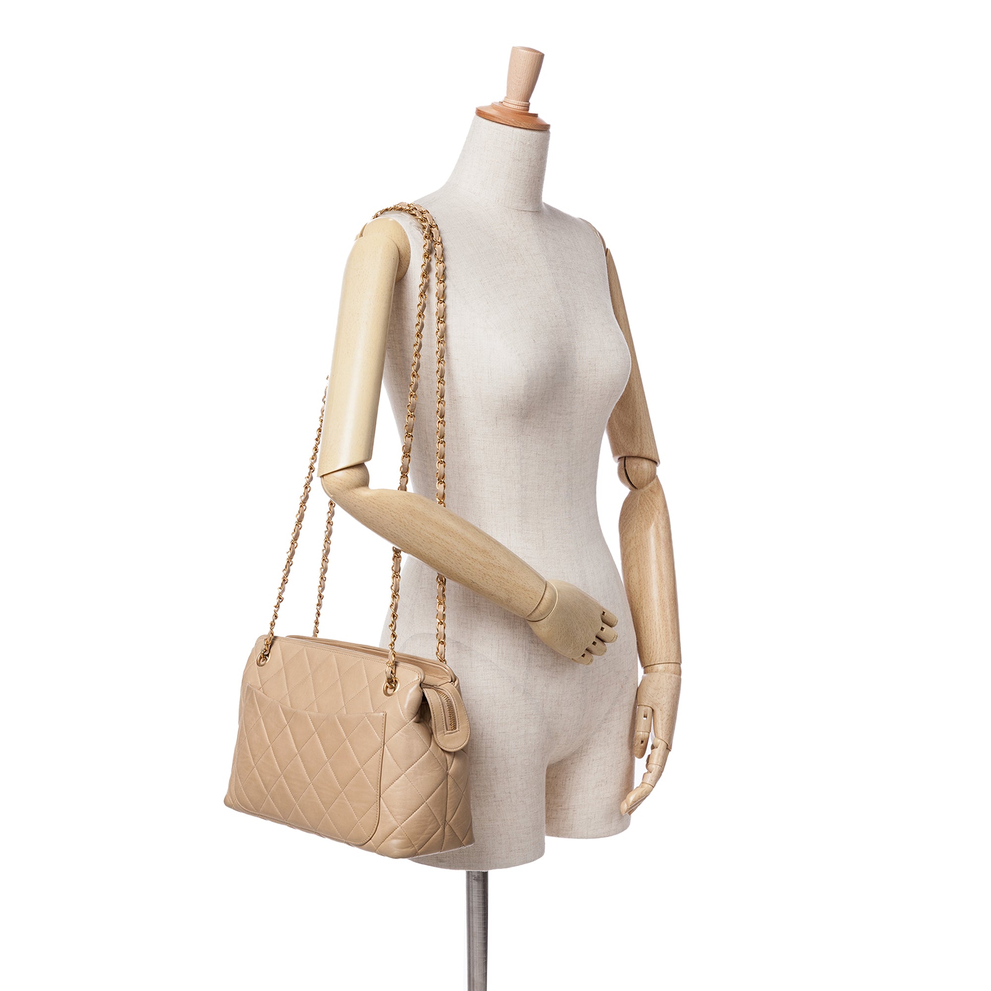 Chanel | Pre-Owned Quilted Lambskin Sun Charm Chain Crossbody | Brown/Beige