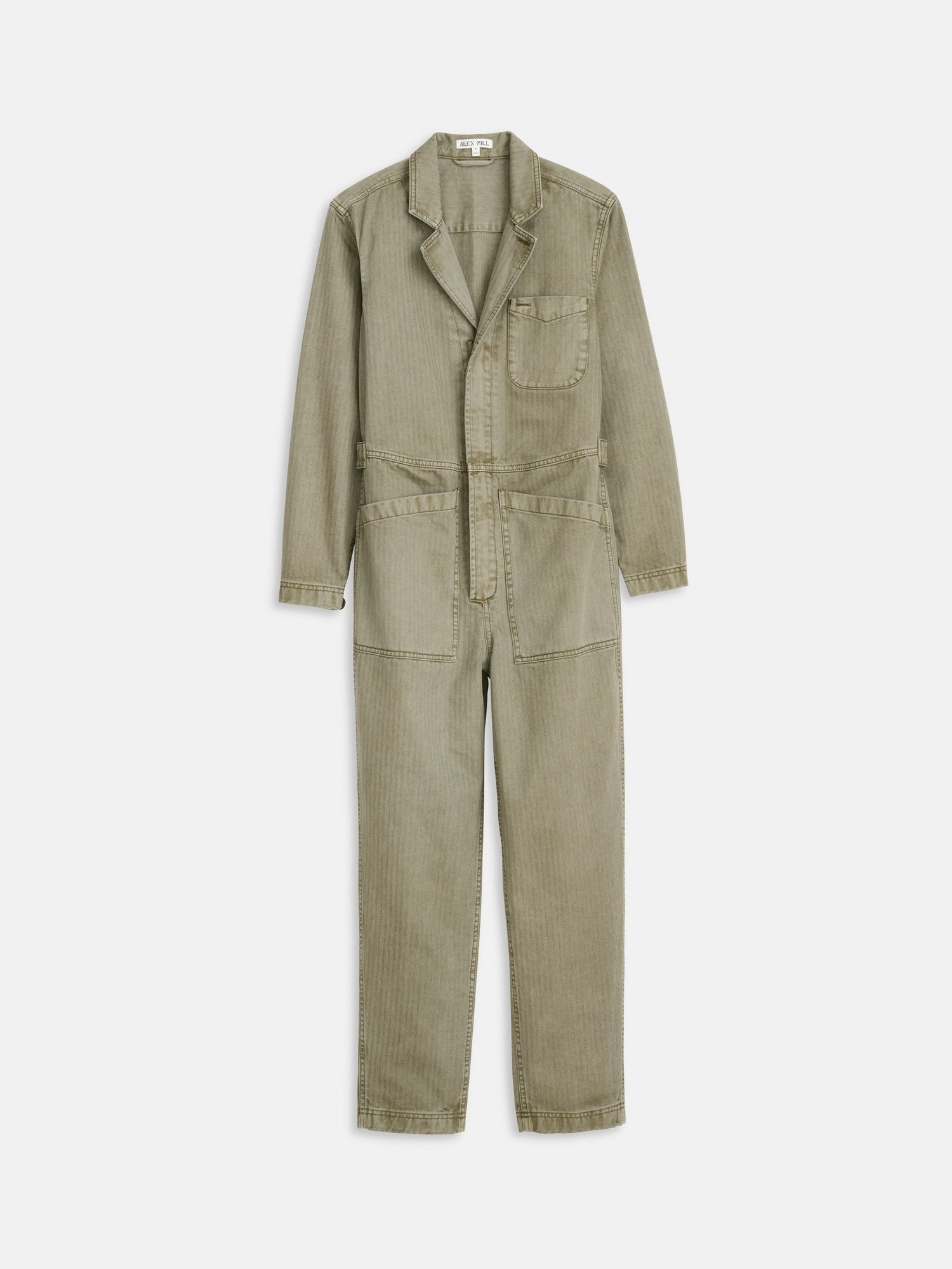 Women | Standard Zip Jumpsuit | Herringbone Vintage Olive