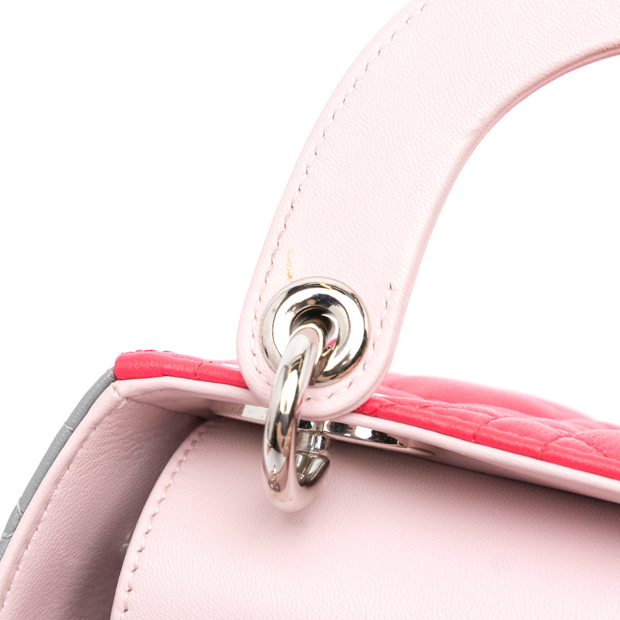 Dior | Pre-Owned Mini Tricolor Lambskin Cannage Lady | White/Pink