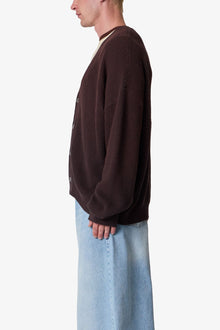 Waffle Cardigan Sweater | Brown