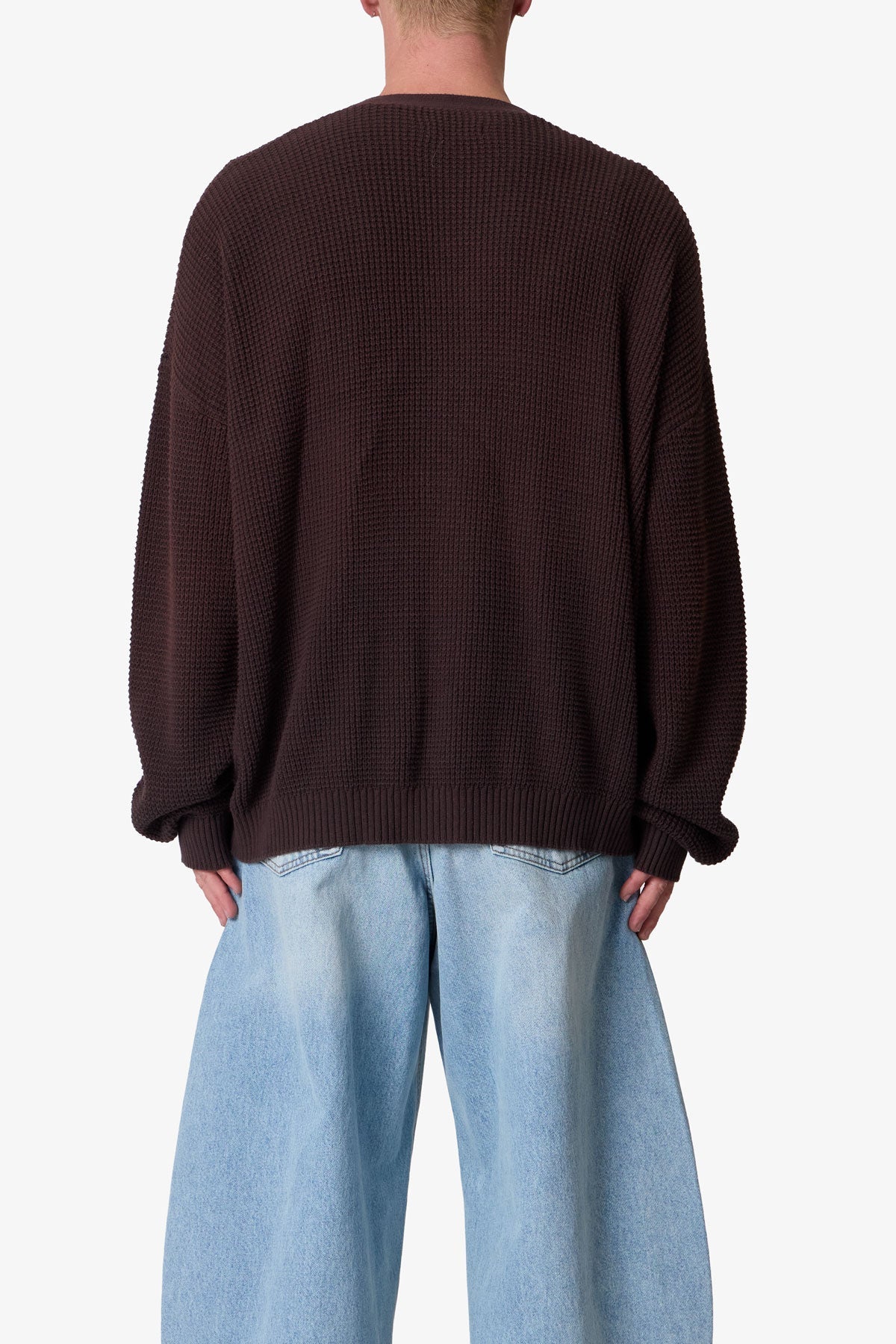 Waffle Cardigan Sweater | Brown