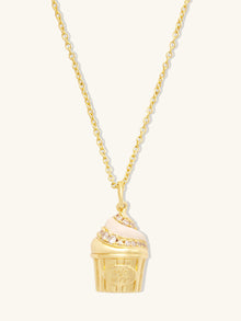 Cafe W+Co Sundae Cup Necklace | Natural Gemstone/Enamel | 14K Gold Plated Brass