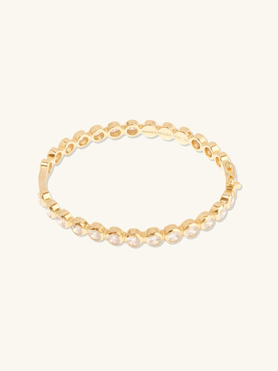 Brilliant Bezel Bangle | 5A Grade Cubic Zirconia | 14K Gold Vermeil