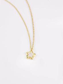 Star Locket Necklace | Mother of Pearl | 14K Gold Plated Brass