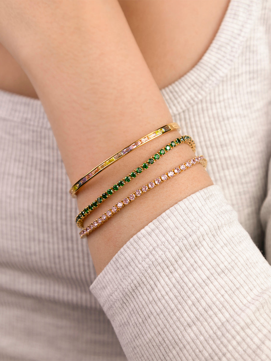Pave Blush Tennis Bracelet | 5A Grade Cubic Zirconia | 14K Gold Vermeil