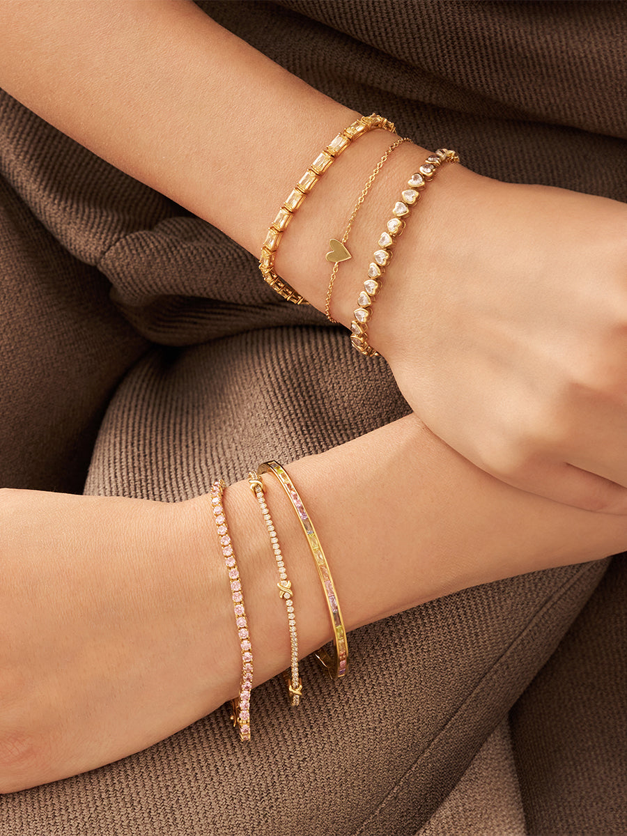 Pave Blush Tennis Bracelet | 5A Grade Cubic Zirconia | 14K Gold Vermeil
