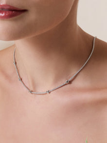 Heart Pave 925 Sterling Petite Tennis Necklace | 5A Grade Cubic Zirconia | 925 Sterling Silver