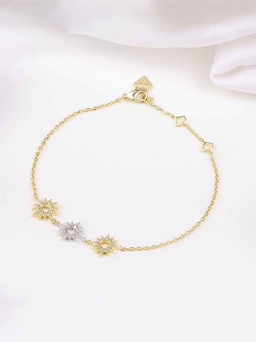 Sunlit Trio Bracelet | 5A Grade Cubic Zirconia | 14K Gold Plated Brass