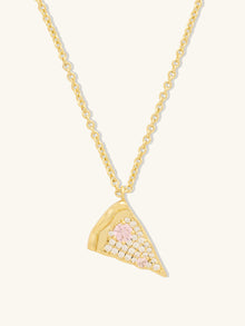 Pizza Slice Necklace | 5A Grade Cubic Zirconia | 14K Gold Plated Brass