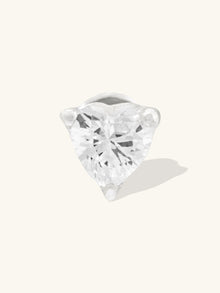 Heart 3mm Flat Back Earring | 5A Grade Cubic Zirconia | Silver Rhodium Plated Brass