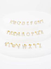 Alphabet Pave Flat Back Earring | 14K Gold Plated Brass