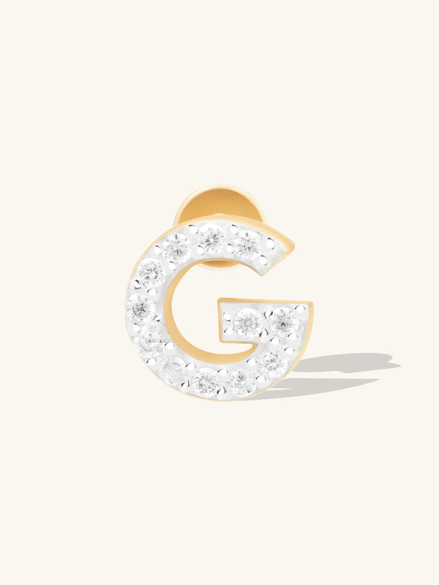 Alphabet Pave Flat Back Earring | 14K Gold Plated Brass