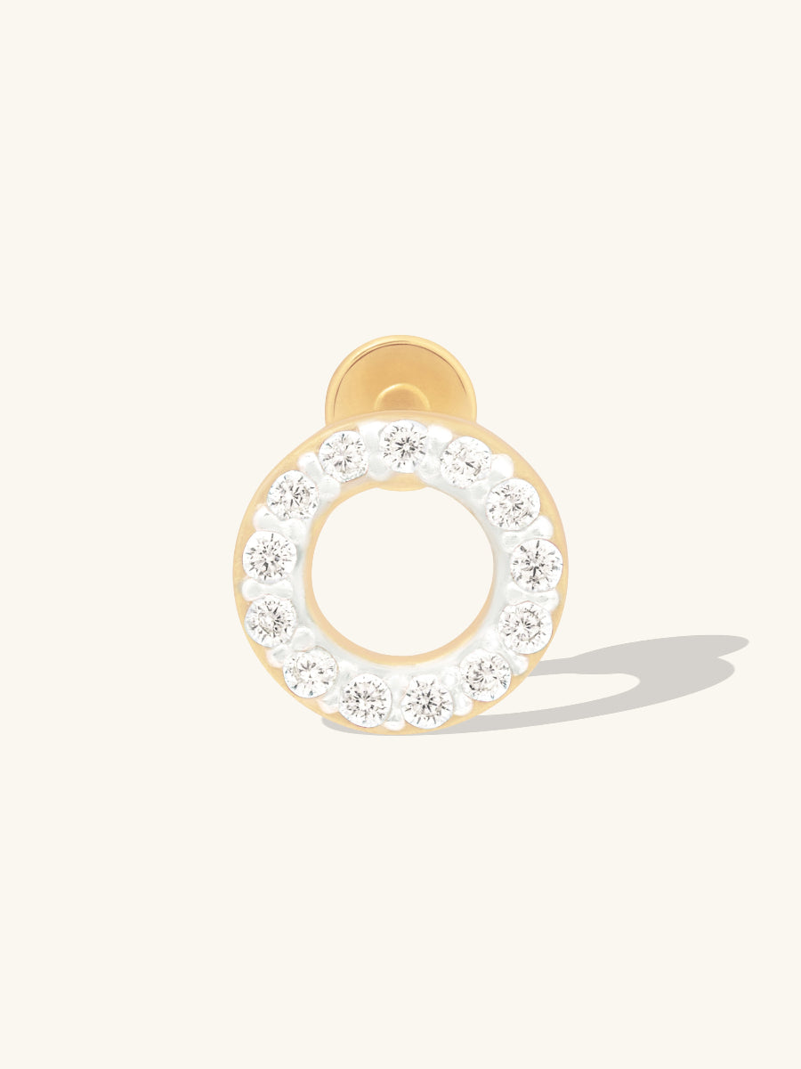 Alphabet Pave Flat Back Earring | 14K Gold Plated Brass