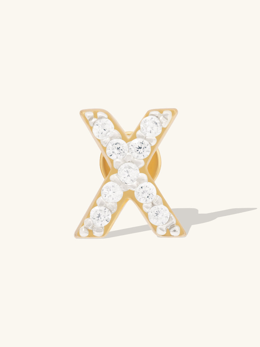Alphabet Pave Flat Back Earring | 14K Gold Plated Brass