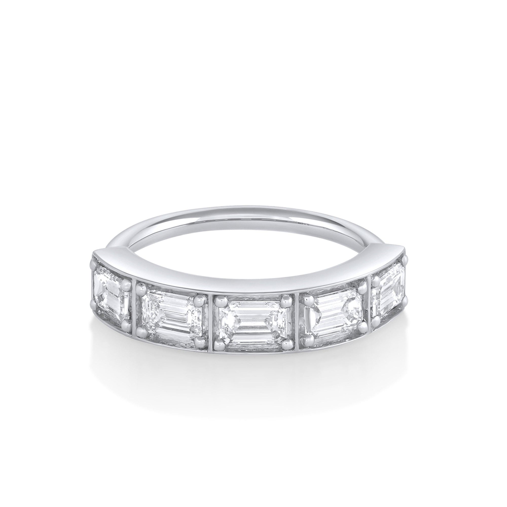 Women | White Diamond Maxine Step Cut Stacker | 14k White Gold