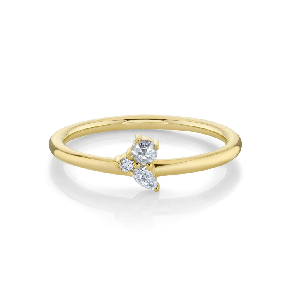 Women | White Diamond Woven Cluster Ring | 14k Yellow Gold