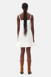 White Duchesse Satin Mini Dress | Egret