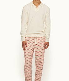 Winslow Classic Fit Long-Sleeve Merino & Cashmere Boucle Polo Shirt | White Sand