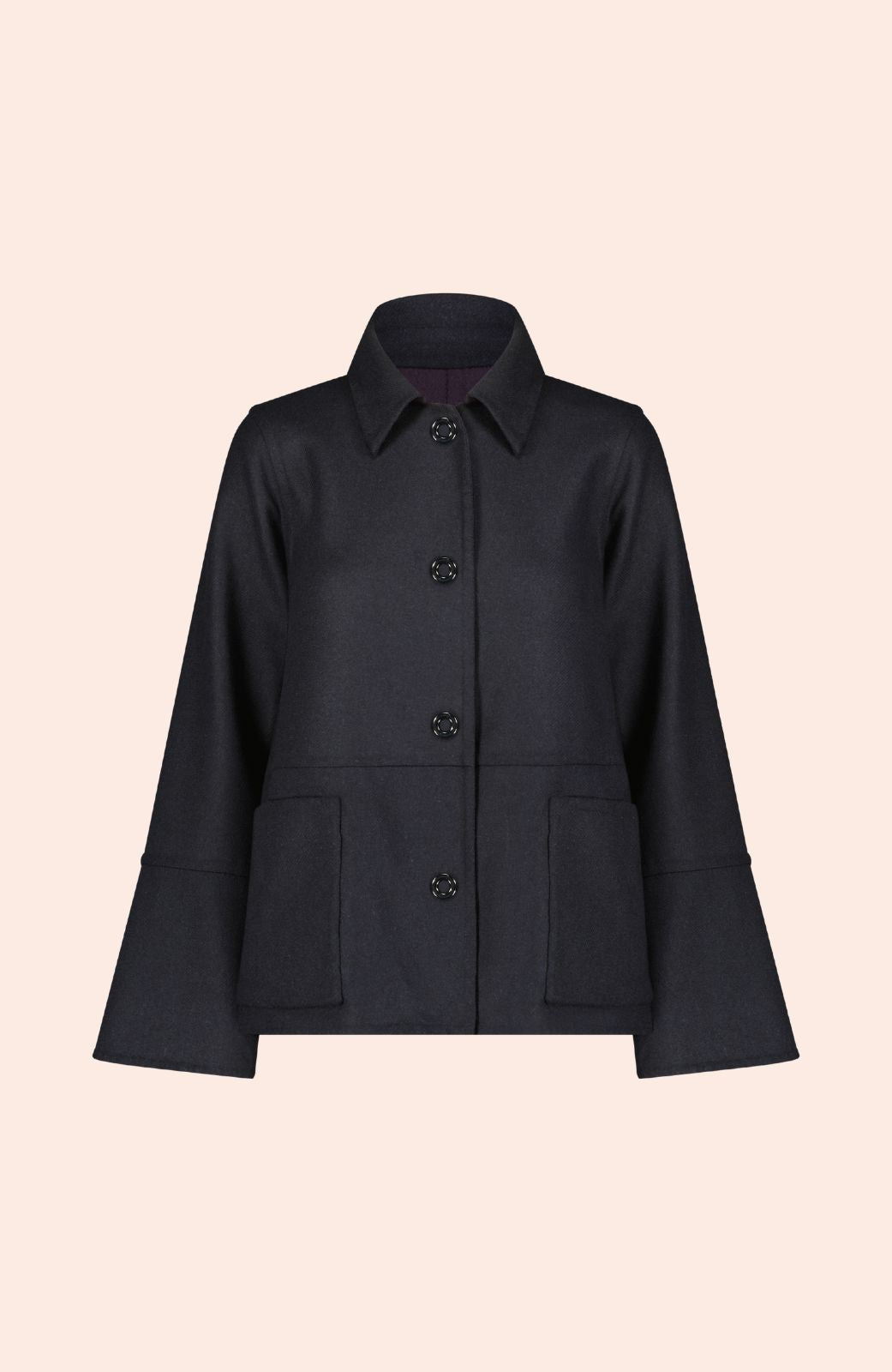 Double Face Wool Reversible Jacket | Black/Navy