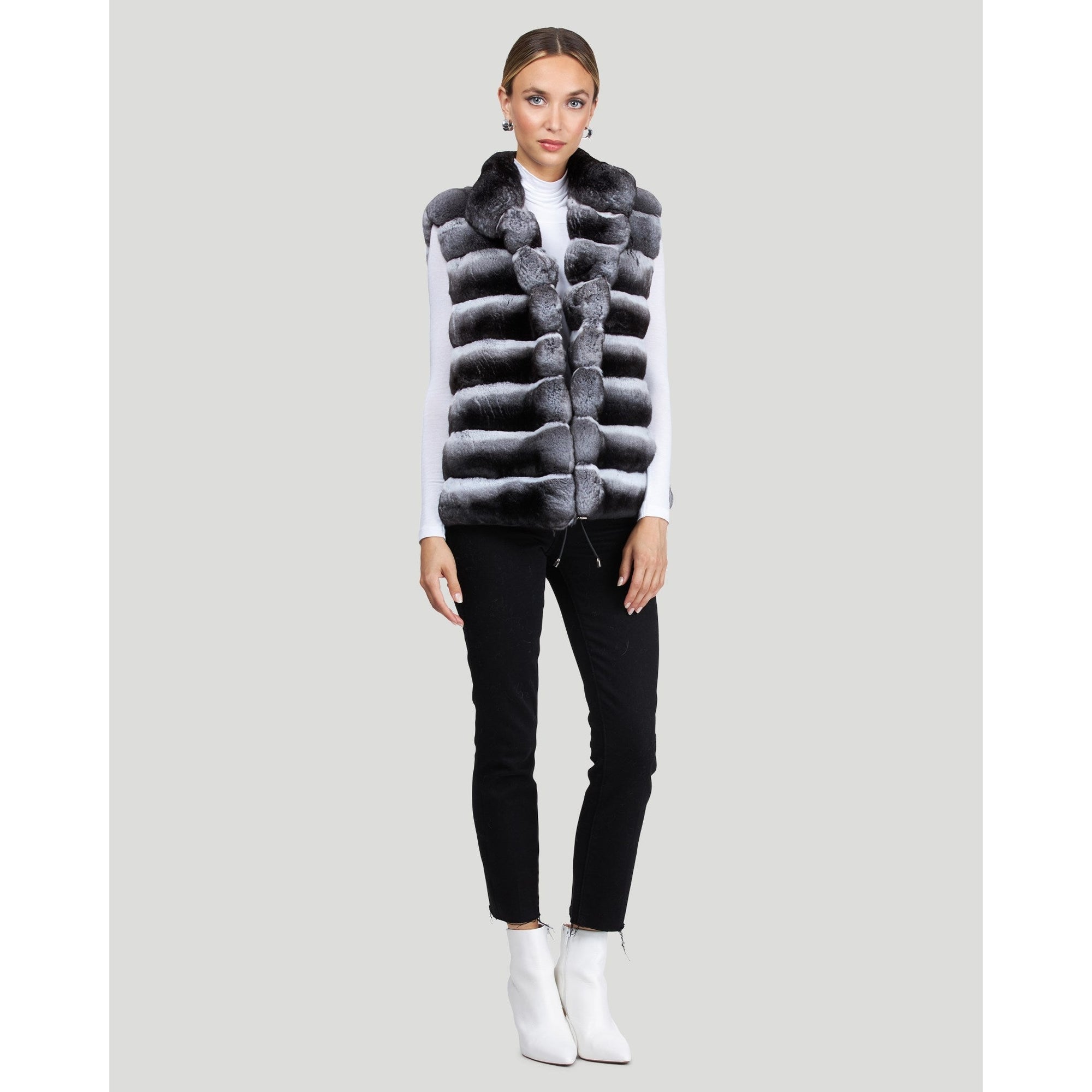 Women | Classic Chinchilla Fur Vest | Gray