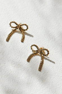 Women | Crystal Bow Stud Earrings | Gold