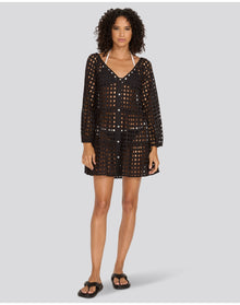 Evan Eyelet Mini Dress | Noir
