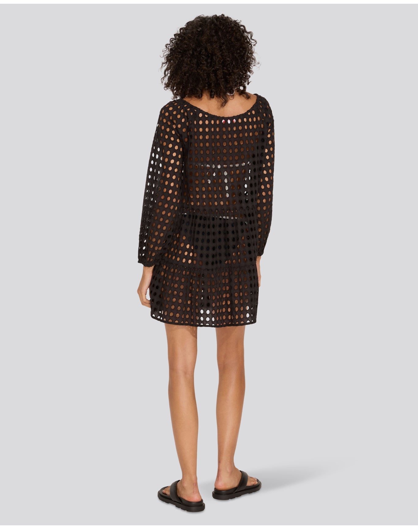 Evan Eyelet Mini Dress | Noir