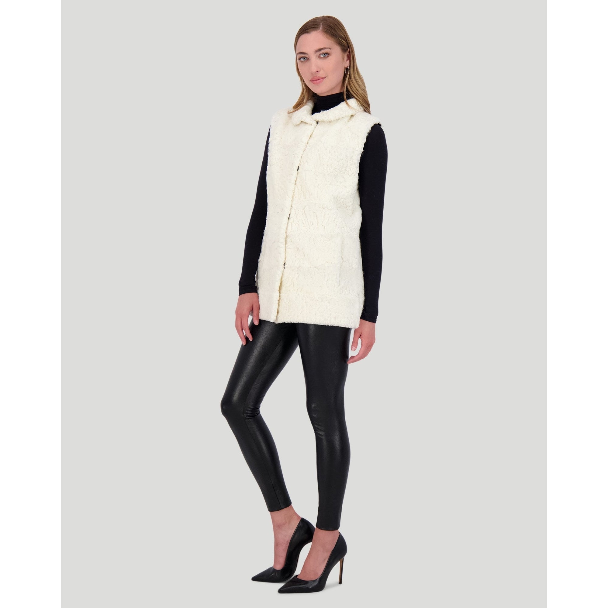 Women | Horizontal Lamb Vest | Beige