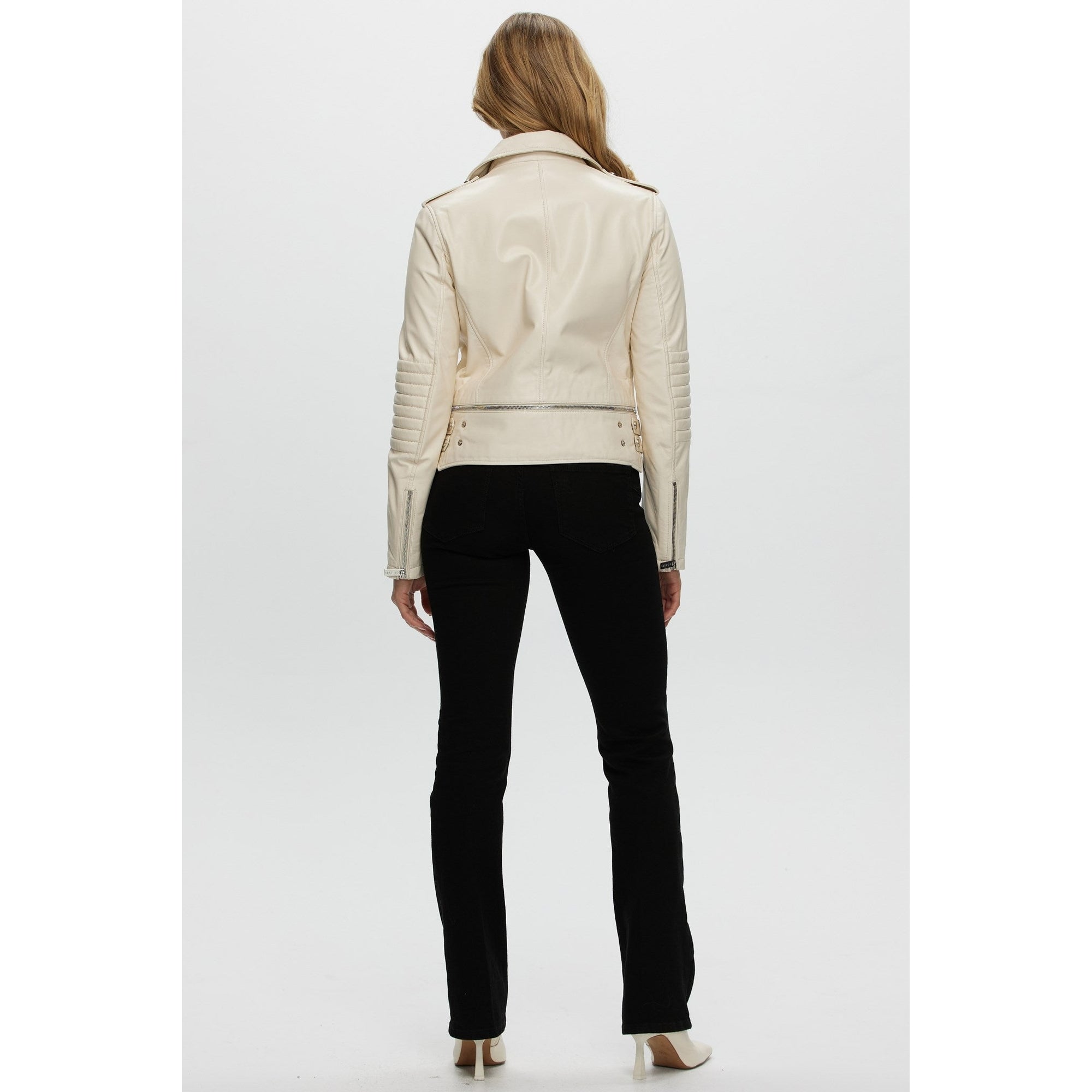 Women | Leather Jacket | Ivory