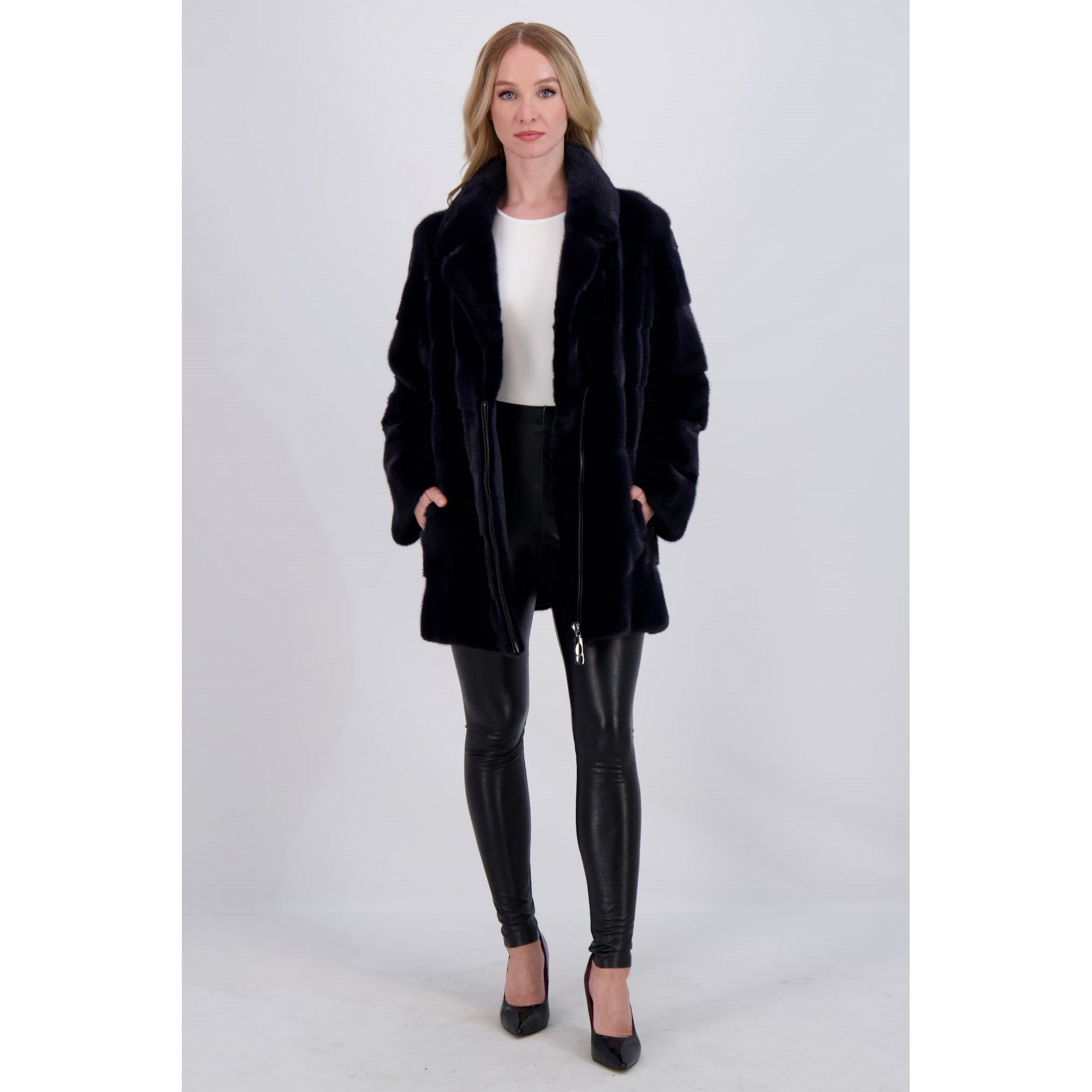 Women | Mink Jacket | Navy