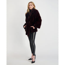 Women | Mink Jacket With Belt | Burgundy