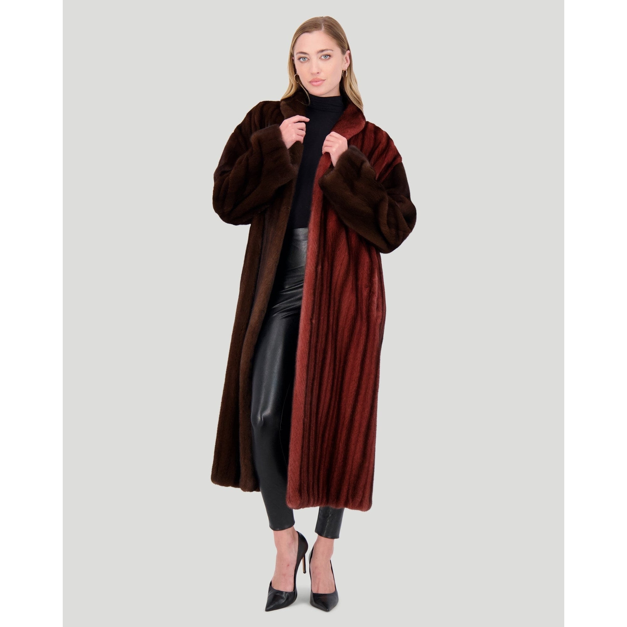 Women | Mink Let Out Coat | Guava/Mahogany