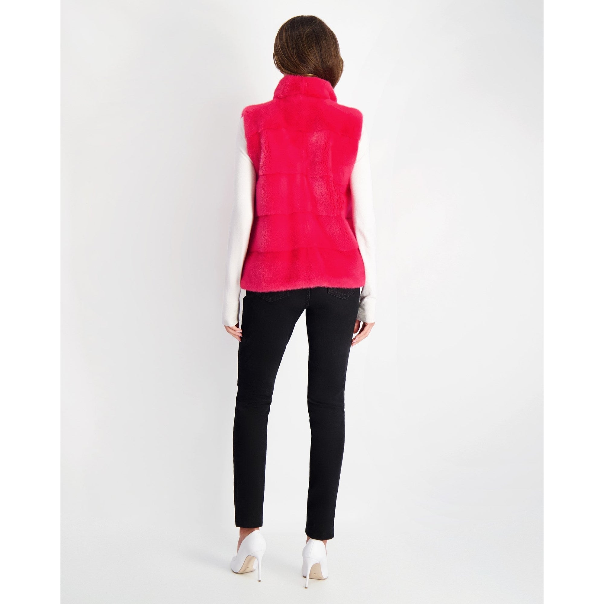 Women | Mink Vest | Fuschia