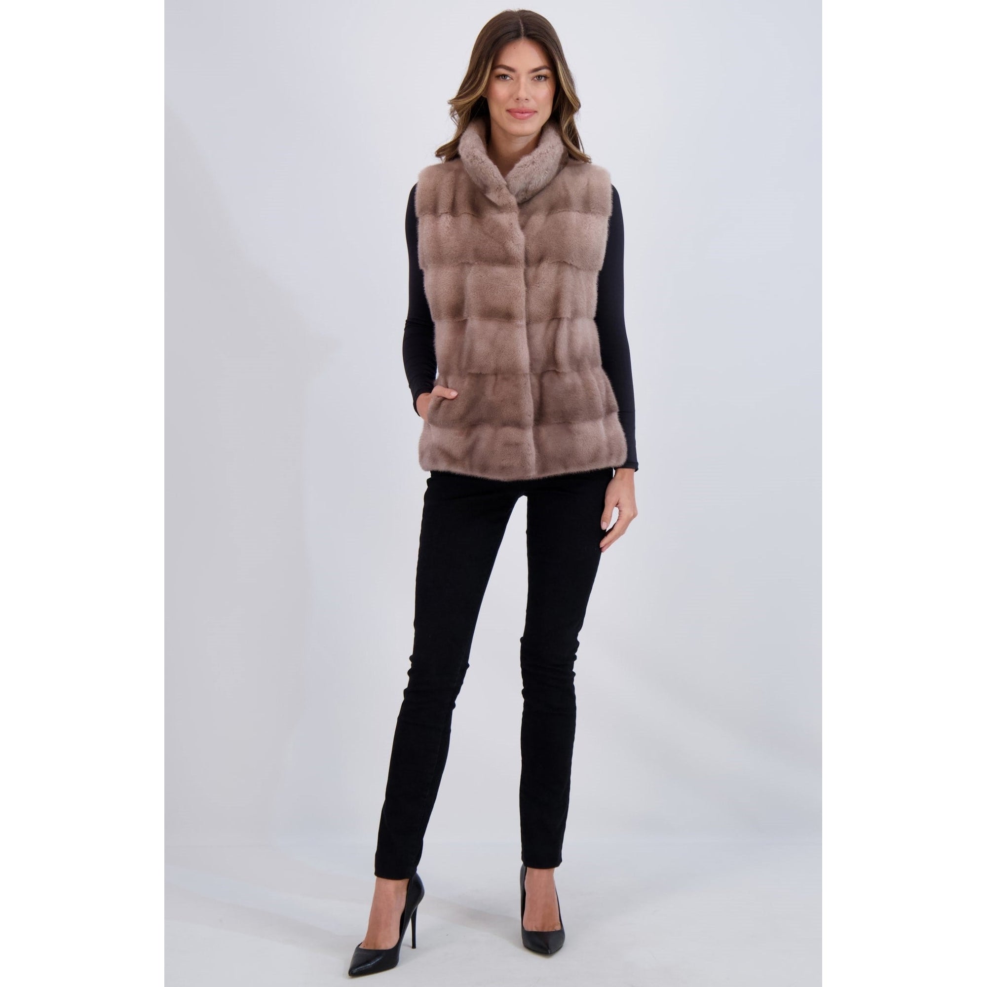 Women | Mink Vest | Smoky Rose