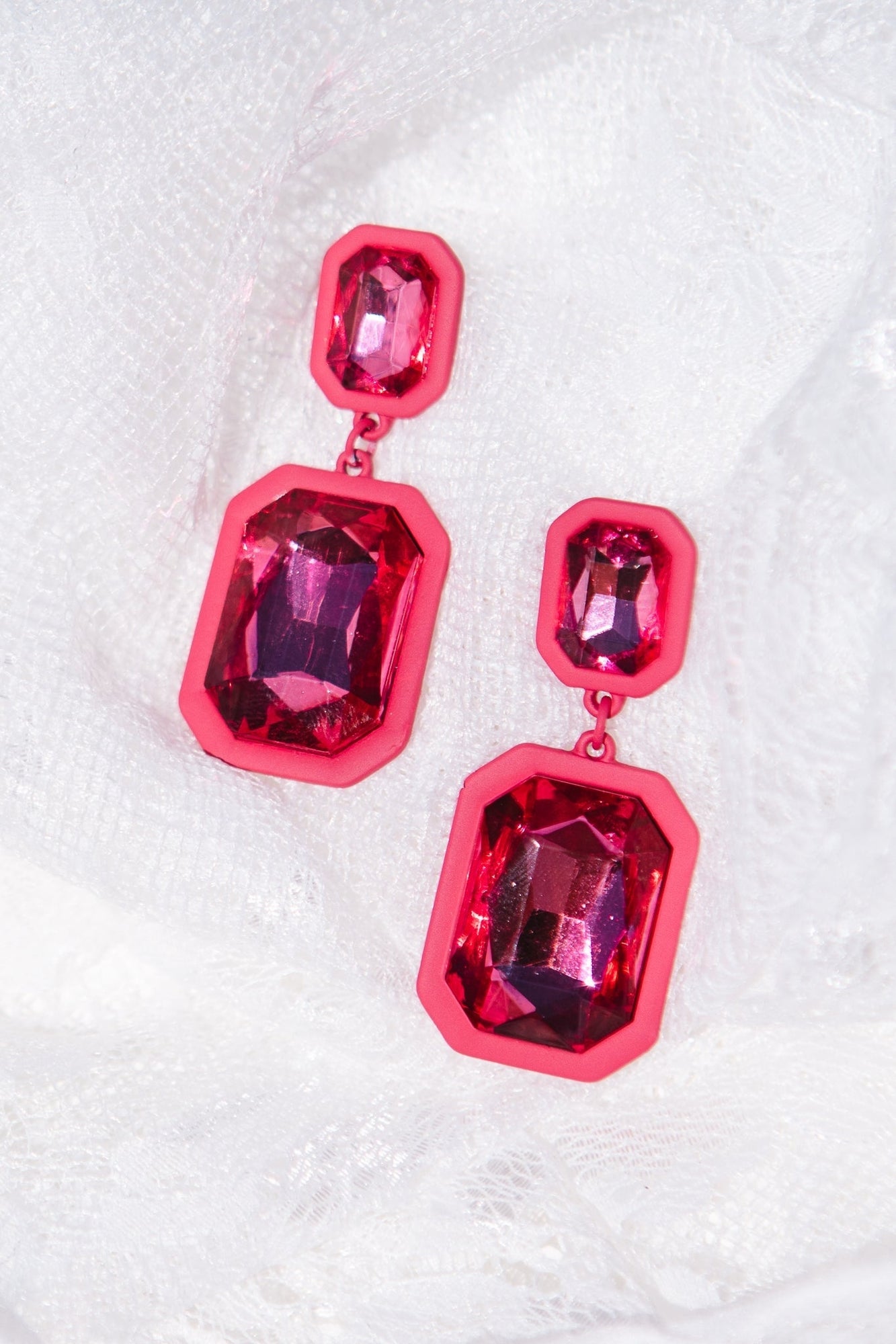 Women | Pink Jewel Earrings | Pink