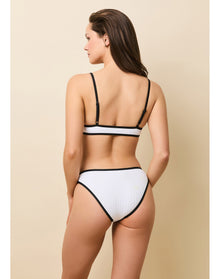 Rachel Ribbed Bikini Bottom | Optic White x Noir