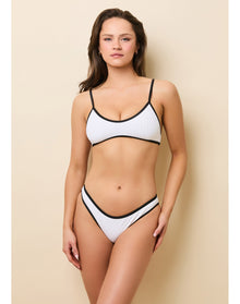 Rachel Ribbed Bikini Bottom | Optic White x Noir
